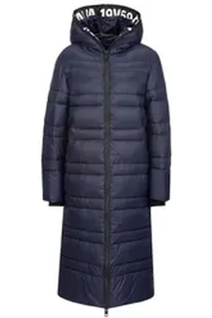 19V69 Italia Wintermantel GIUSEPPINA Stilvoller langer Puffer-Mantel für Damen mit Kapuze und markantem blau XL