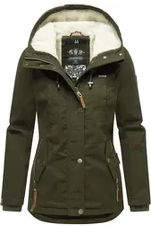 Marikoo Winterjacke Bikoo sportliche Damen Outdoor Baumwolljacke mit Kapuze grün S (36)
