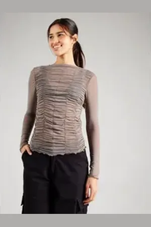 Noisy May Funktionsshirt NMJUDITH (1-tlg) Drapiert/gerafft grau L