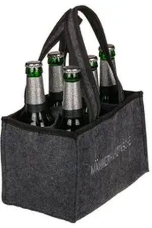 OUT OF THE BLUE Tragetasche Flaschenträger anthrazit 6 Flaschen Männerhandtasche Filztasche Bier (1-tlg), persönliche Geschenkidee grau