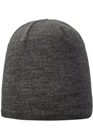 ARECO Strickmütze Glatte Strickmütze mit Fleece Futter grau