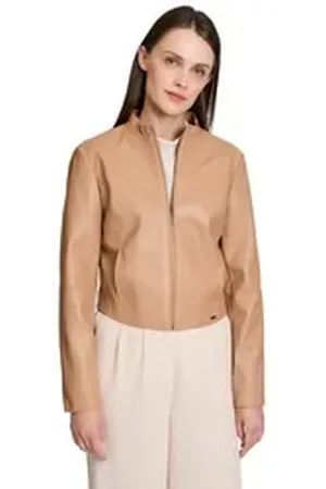 Betty & Co Betty&Co Jackenblazer Bikerjacke mit Stehkragen Nahtführung beige|braun 42