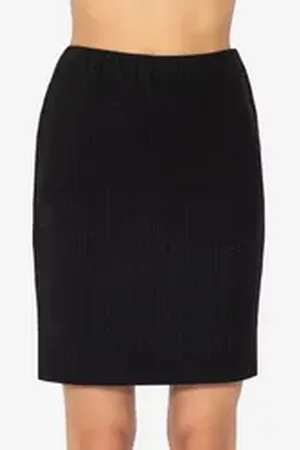 SASSYCLASSY A-Linien-Rock Gerippter Minirock Damen mit elastischem Bund Figurbetonter Rock kurz aus Ripp-Strick High Waist Elegant Schwarz schwarz S