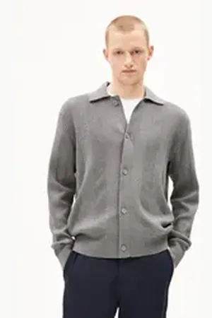 Armedangels Cardigan VAALOMES Herren Strickjacke aus Bio-Baumwoll Mix (1-tlg., Regular Fit) Strickjacke aus Bio-Baumwoll Mix grau M/46/48