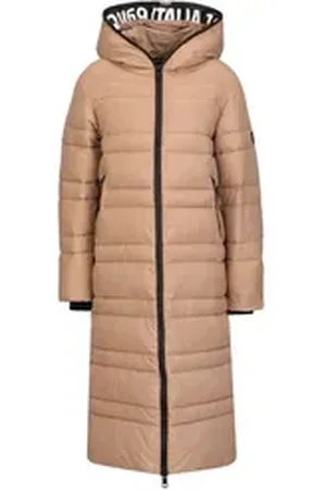 19V69 Italia Wintermantel GIUSEPPINA Stilvoller langer Puffer-Mantel für Damen mit Kapuze und markantem braun L