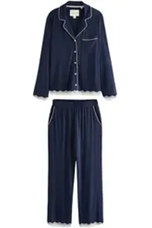 Laura Ashley Pyjama Pyjama mit Knopfleiste aus Modal (2 tlg) blau 42
