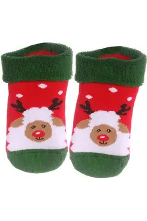 Martinex Thermosocken Baby Socken weihnachtliche Frottee Söckchen mit Weihnachtsmann mit Weihnachtsmuster, 20 21 22 23 24 25, weich, warm grün 26-28