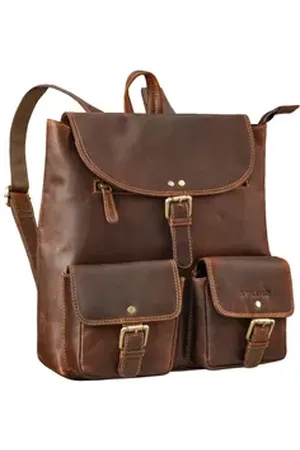 STILORD Cityrucksack "Niva" Damen Rucksack Klein Leder - Für Tablet - Laptop bis 13 Zoll braun