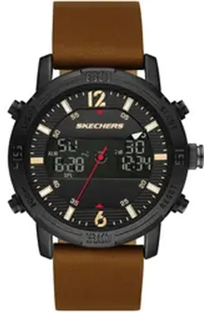 Skechers Chronograph REDLANDS SR5153, Quarzuhr, Armbanduhr, Herrenuhr, Lederarmband, digital, Stoppfunktion braun