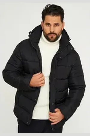 Soul Star Winterjacke S2TAHTA Herren Pufferjacke mit Kapuze warme Steppjacke Mens Jacket schwarz XXL