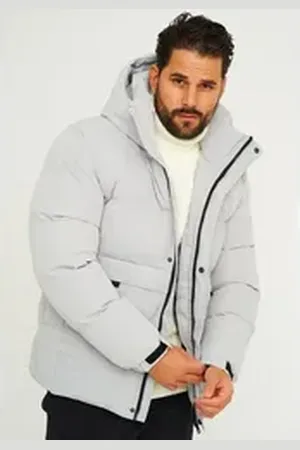 Soul Star Winterjacke S2TIMA Herren Pufferjacke mit Kapuze warme Steppjacke Mens Jacket grau XXL