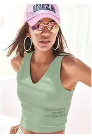 Buffalo Tanktop mit Statement Druck grün 32/34