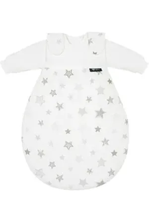 Alvi ® Babyschlafsack Schlafsack Baby Mäxchen 3tlg. Exclusiv, Winterschlafsack größenverstellbar mitwachsend atmungsaktiv mit umlaufendem Reißverschluss aus Baumwolle grau|silberfarben 74 cm