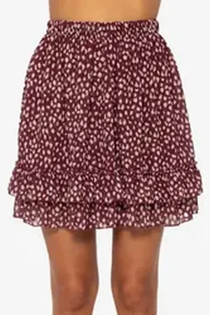 SASSYCLASSY Rüschenrock Rüschenrock Damen kurz in A-Linie mit Volants Minirock Elegant mit Gummibund in Leo Blumen Karo Muster Schwarz Beige rot S