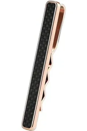 Karisma Krawattennadel Hochwertige Herren Edelstahl 316L Krawattennadel mit Karbon, /Krawattenklammer/Tie Clip Farbwahl KTC202 - Roségold Karbon-schwarz