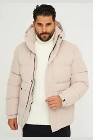 Soul Star Winterjacke S2TIMA Herren Pufferjacke mit Kapuze warme Steppjacke Mens Jacket beige L