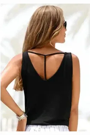 Buffalo Tanktop mit tiefem Rückenausschnitt, V-Ausschnitt, Rückendetail schwarz 32/34