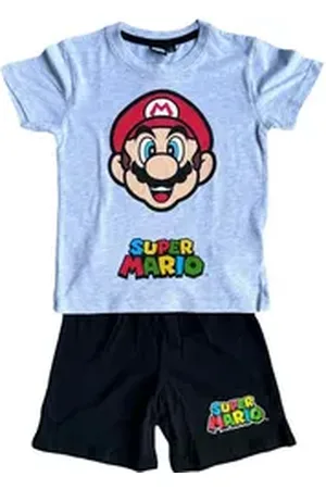 Super Mario Pyjama Pyjamas für Kinder 104 110 116 128 140 4-10Jahre grau|schwarz 110