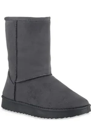 VAN HILL 902279 Damen Schlupfstiefel Warm Gefütterte Stiefel Winter Boots Schlupfboots Schuhe grau 40 EU