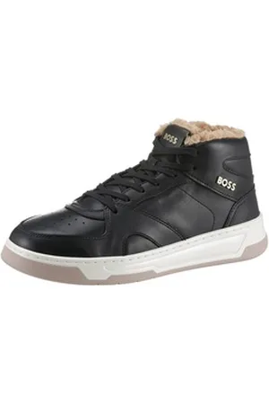 HUGO BOSS Baltimore_hito Schnürboots mit goldfarbenem Logo-Emblem schwarz 36 EU