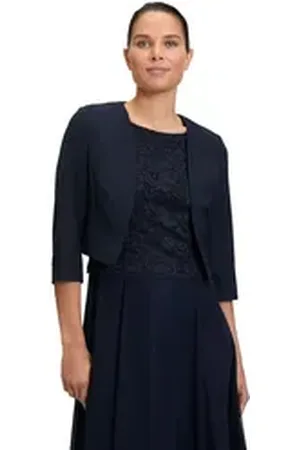 Vera Mont Bolerojacke Bolero-Jacke mit Kellerfalten blau 42