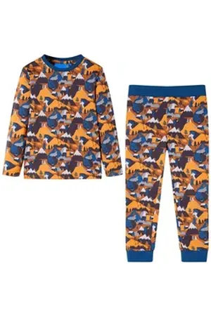 vidaXL Pyjama Kinderpyjama mit Langen Ärmeln Cognac 104 braun 104 (3-4 J)