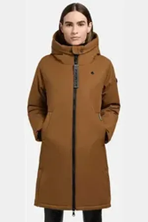 Khujo Kurzmantel Yaak3-YM urbaner Damen Parka mit gestepptem Innenfutter braun XXL (44)