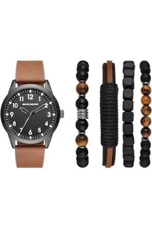 Skechers Quarzuhr SR9065, (Set, 5-tlg., mit 4 Schmuckarmbändern), Armbanduhr, Herrenuhr, Ideal auch als Geschenk, analog braun