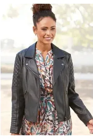 Lascana Lederimitatjacke mit Bikerdetails, kurze Bikerjacke, figurbetont schwarz 40