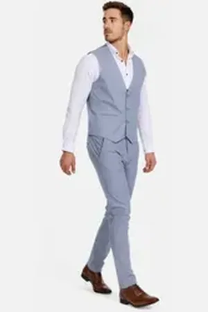 Jeff Anzugweste Nikolaj edles Design mit feiner Struktur blau 46