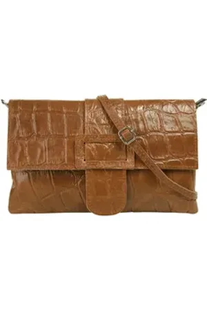 Cluty Abendtasche, echt Leder, Made in Italy braun