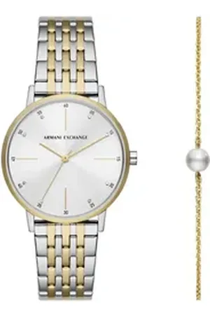 Giorgio Armani ARMANI EXCHANGE Quarzuhr AX7156SET, (Set, 2-tlg., mit Armband), Armbanduhr, Damenuhr, ideal auch als Geschenk, analog silberfarben
