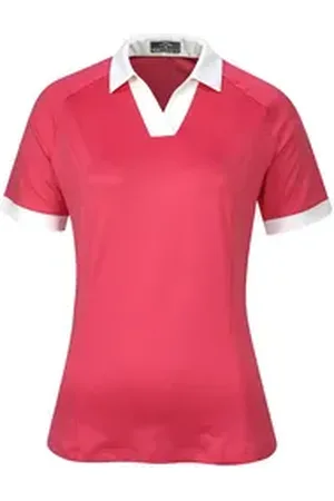 Callaway Poloshirt Golf Polo Colourblock Shortsleeve V-Auschnitt Rot Damen S weiß