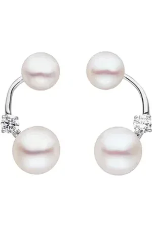 ADRIANA Paar Ohrstecker Schmuck Geschenk Silber 925 Ohrringe Sanremo, S30, Made in Germany - mit Zirkonia (synth) - mit Süßwasserzuchtperle silberfarben|weiß