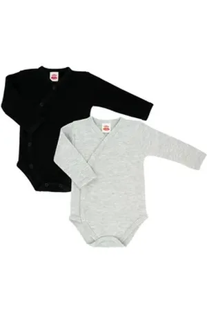 Makoma Wickelbody Baby Wickelbody Langarm Body Jungen & Mädchen Schwarz/Grau (Set, 2-tlg., 2-tlg) 100% Baumwolle grau|schwarz 62