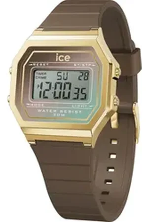 Ice-Watch Chronograph ICE digit retro sunset - Small 023308, Quarzuhr, Armbanduhr, Damenuhr, digital, Silikonarmband, Stoppfunktion braun