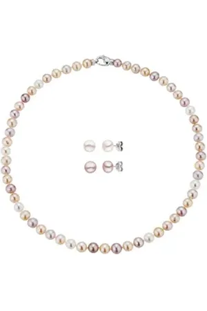 ADRIANA Ohrring und Ketten Set Schmuckset Mulitpack Schmuck Geschenk Silber 925 Monterosso, M200 (Set, 5-tlg), Made in Germany - mit Süßwasserzuchtperle rosa|silberfarben