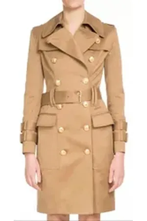 Balmain Trenchcoat Double-Breasted Golden Button t Pariser Flair Mantel S Gunflap und Rückenklappe für zusätzlichen Schutz und Stil braun