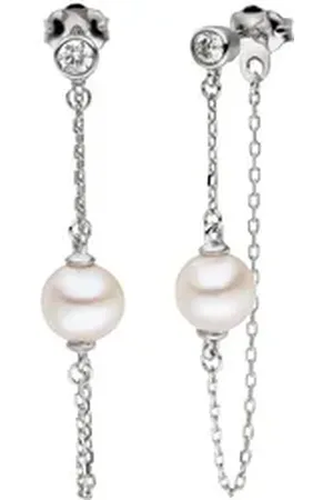 ADRIANA Paar Ohrstecker Schmuck Geschenk Silber 925 Ohrringe Sanremo, S31, Made in Germany - mit Zirkonia (synth) - mit Süßwasserzuchtperle silberfarben|weiß