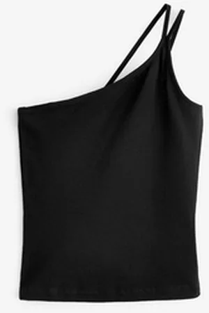 Next Shirttop Geripptes One-Shoulder-Top mit doppeltem Träger (1-tlg) schwarz S