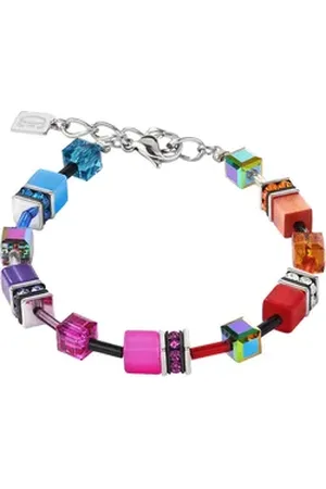 COEUR DE LION Armband Schmuck Geschenk Edelstahl GeoCUBE® Würfelkette, 2838/30, Made in Germany - mit Swarovski® Kristall, Strassstein, Schmucksteinen blau|bunt|lila|rot|schwarz