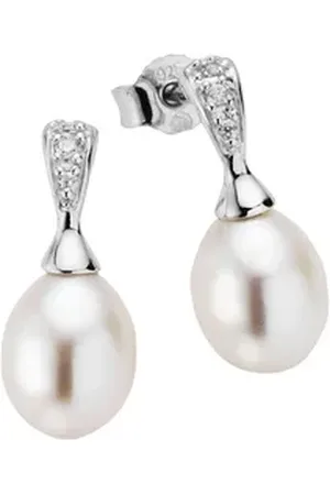 ADRIANA Paar Ohrstecker Schmuck Geschenk Silber 925 Ohrringe Sanremo, S20, Made in Germany - mit Zirkonia (synth) - mit Süßwasserzuchtperle silberfarben|weiß
