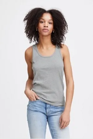 Ichi Tanktop IHPALMER RIB BOX TO modisches Top aus Rippe grau L