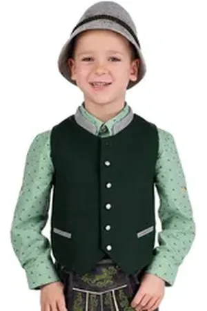 Isar Trachtenjacke Kinderweste - KENNY - tanne 74