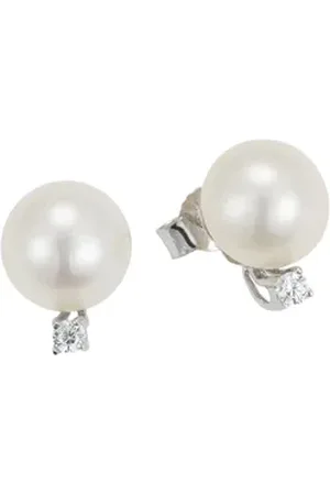 ADRIANA Paar Ohrstecker Schmuck Geschenk Silber 925 Ohrringe Sanremo, S12, Made in Germany - mit Zirkonia (synth) - mit Süßwasserzuchtperle silberfarben|weiß