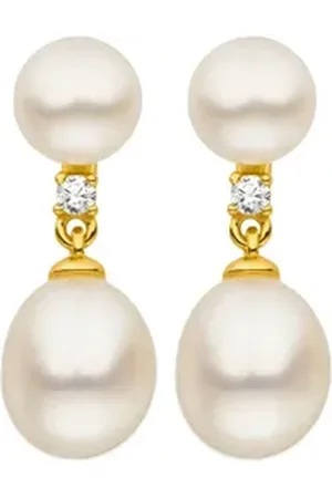 ADRIANA Paar Ohrstecker Schmuck Geschenk Silber 925 Ohrringe Ravello, R32, Made in Germany - mit Zirkonia (synth) - mit Süßwasserzuchtperle gelb|goldfarben|weiß