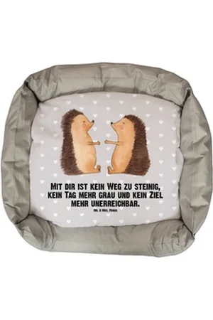 Mr. & Mrs. Panda Tierbett Igel Liebe - Grau Pastell - Geschenk, Hundemöbel, Freundin, Hund, Ehe, Zeitlos elegant grau