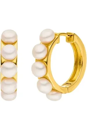 ADRIANA Paar Creolen Schmuck Geschenk Silber 925 Ohrringe Ravello, R23, Made in Germany - mit Süßwasserzuchtperle gelb|goldfarben|weiß
