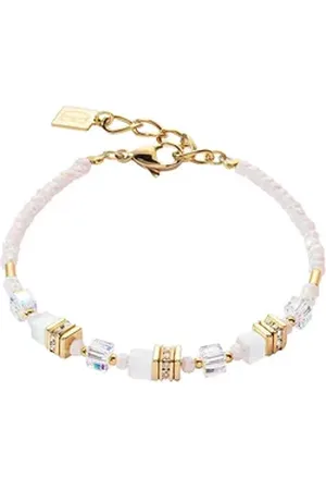COEUR DE LION Armband Schmuck Edelstahl Mini Cubes Würfelkette, 4565/30-0500, 4565/30-1416, Made in Germany - mit Swarovski® Kristall, Strassstein, Schmucksteinen gelb|goldfarben|weiß