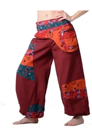 Kunst und Magie Haremshose Kunst&Magie Bunte Hippiehose Baumwolle IBIZA Strandhose Wellnesshose rot 3XL